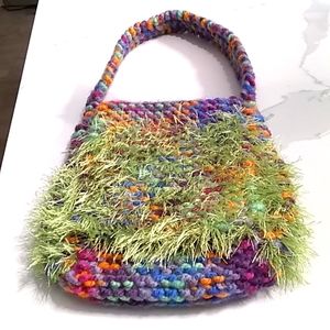 Hand Knitted Multicoloured Shoulder Bag